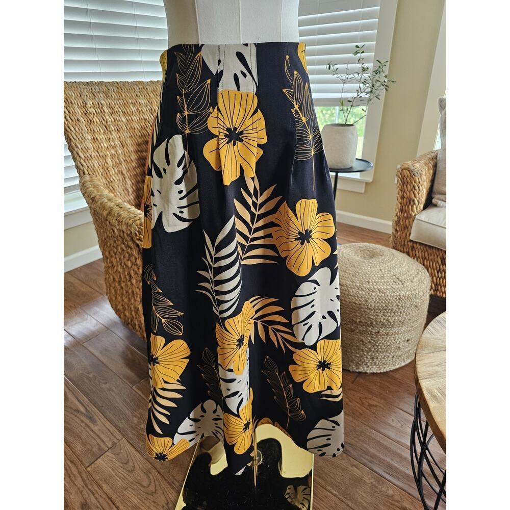 Gracia Tropical Floral A-line Midi Skirt Women's Size‎ S Beach Resortwear Party